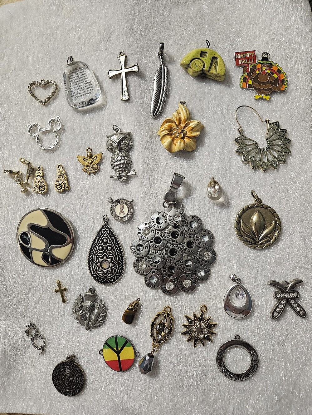 Assorted Silver and Gold Tone Flower & Pendant Charm - Mixed Colors
